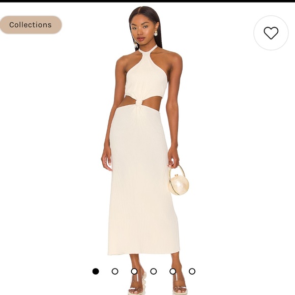 NEW • Cult Gaia • Women’s  Cameron Midi Dress in Off White Halter Neck Large - Picture 2 of 5